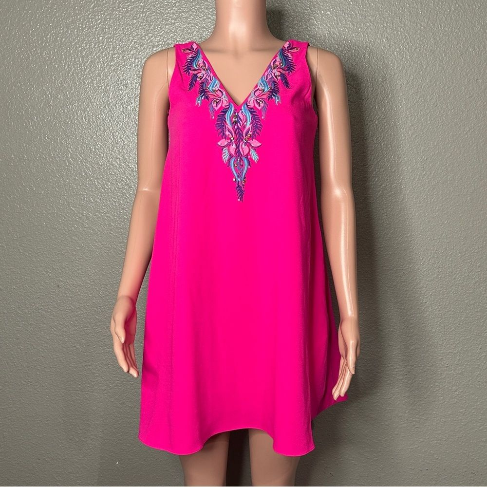 Lilly Pulitzer Owen Hot Pink Piata Pink Embroidered Dress